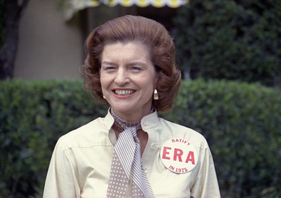 Former First lady Betty Ford sports a button expressing her support for ratification of the Equal Rights Amendment. (Gerald R. Ford Presidential Library/MCT)