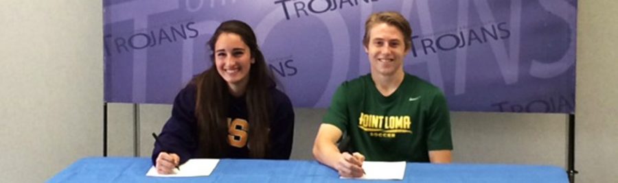 UHS+Soccer+players+Hanna+Ghamari+and+Indiana+Fuller+sign+the+NLI
