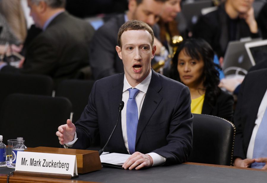 Facebook CEO Mark Zuckerberg testifies before the Senate judiciary and commerce committees on Capitol Hill over social media data breach, on April 10, 2018 in Washington, D.C. (Olivier Douliery/Abaca Press/TNS)