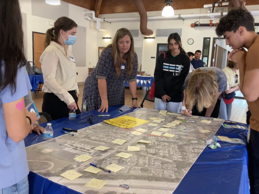 Environmental Policy Club members discuss ideas to improve bike infrastructure as a part of the South Yale Corridor Improvements Project. 