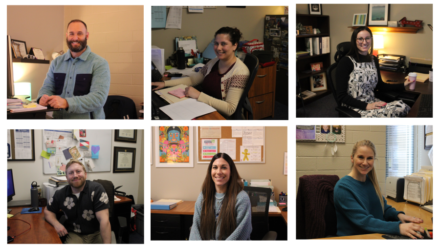 The six UHS Counselors provide students with academic advice and guidance through personal struggles. Top from left: Mr. Nate Schoch, Ms. Hanna Addessi, Ms. Shannon Dean. Bottom from left: Mr. Nick Perfetto, Mrs. Angelique Strausheim, Mrs. Jamie Adams.