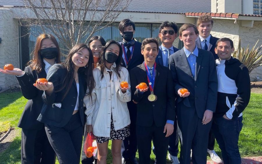 The Academic Decathlon team poses for a group photo at Santa Clara High School during the Academic Decathlon State Championship.