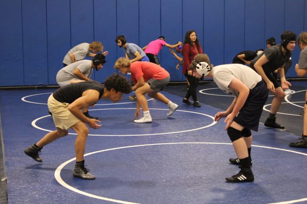 University High School obtains many sports, one of them being wrestling. Wrestling practice takes place in the small gymnasium where they prepare for their upcoming tournaments.