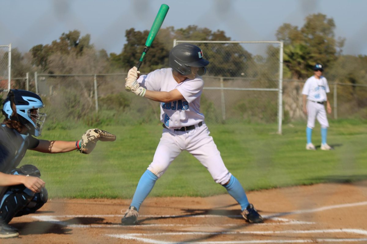 University High School baseball player stepping up to the plate. Hes ready to hit a home run and crush the other team.