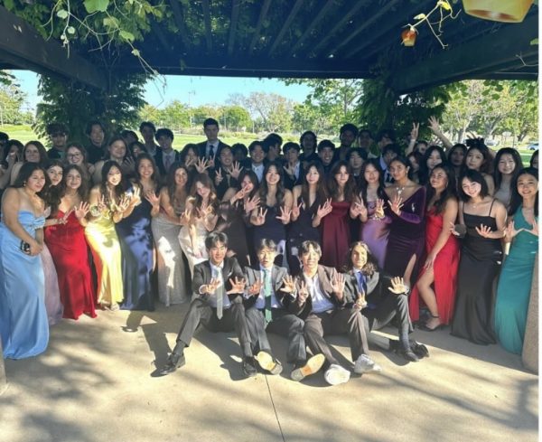UHS juniors pose for a group photo at Pavilion Park before Prom. 