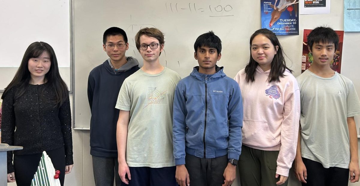 The UHS CMM Team poses for a photo during a Math Club meeting.